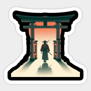 Torii Gate and Samurai Sticker